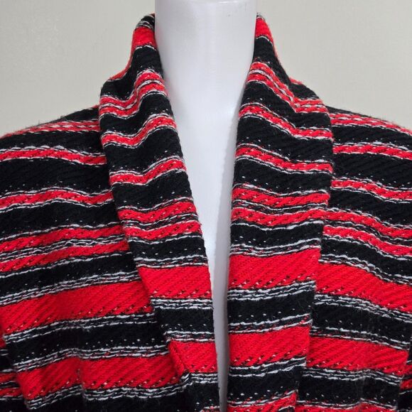 RALPH LAUREN Long Cardigan Sweater Womens XS Striped Wool Belt Cowl Neck LRL - Picture 2 of 10